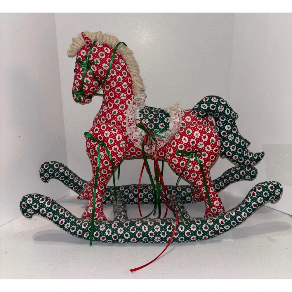 Vintage Quilted Christmas Rocking Horse 12